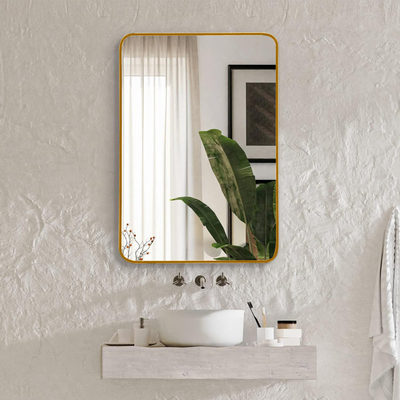 Miroir mural pour salle de bain, Doré, 30 po x 22 po