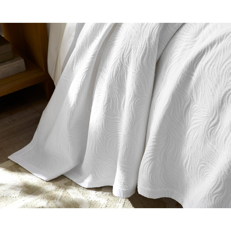 Couvre-lit des Caraïbes matelassé en coton, Couvre-lit simple, Blanc