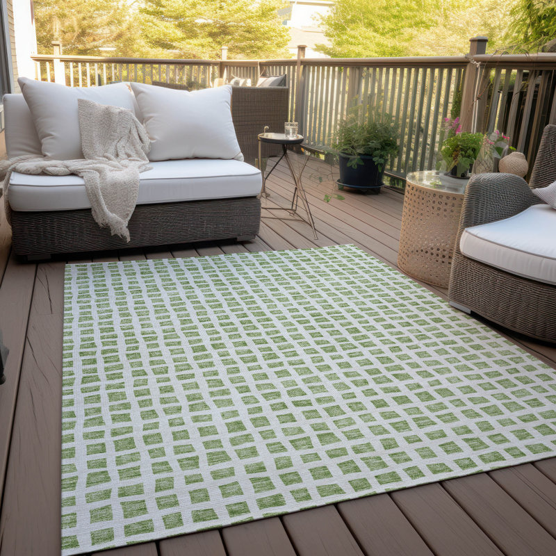 Machine Washable Indoor/Outdoor Chantille ACN727 GeometricRug, Aloe, 9' x 12'