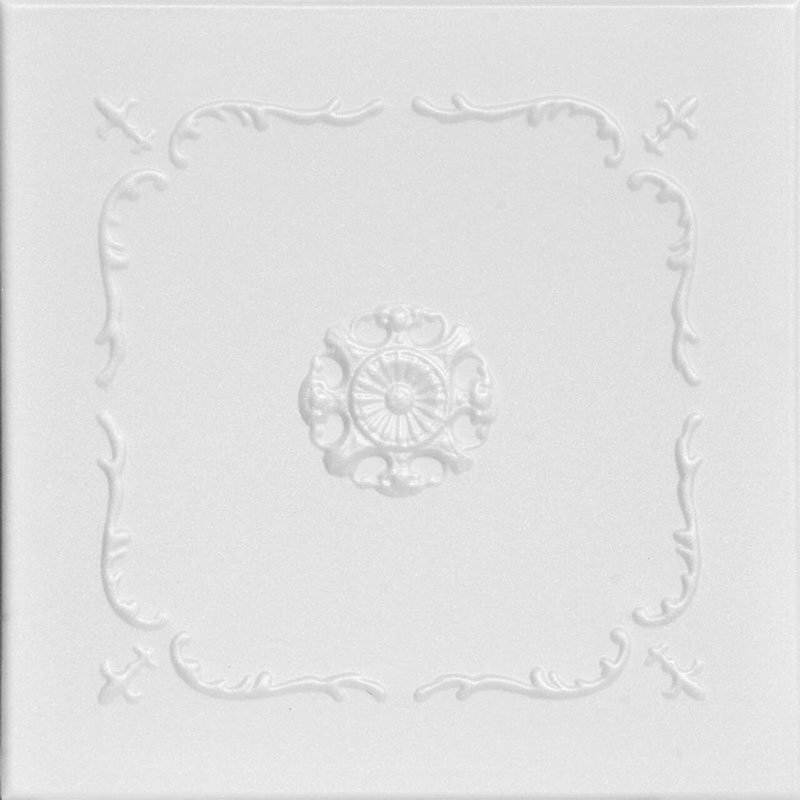 Bourbon Street 1.64 ft. x 1.64 ft. Glue-Up Polystyrene Ceiling Tile in White, Plain White