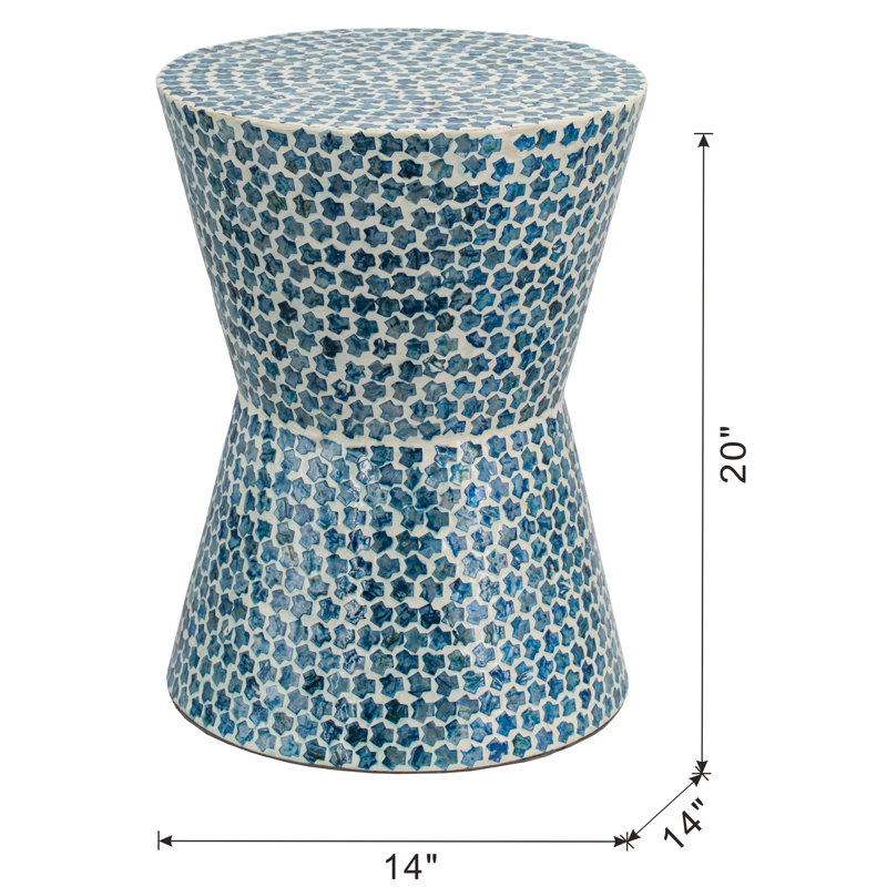 Table d'appoint Tapered, tabouret rond bleu - tabouret de jardin contemporain, table d'appoint stylisée et fonctionnelle