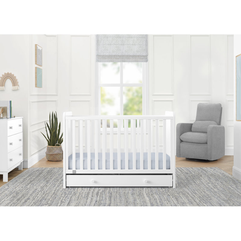 Bianca White 4-in-1 Convertible Crib with Storage Drawer