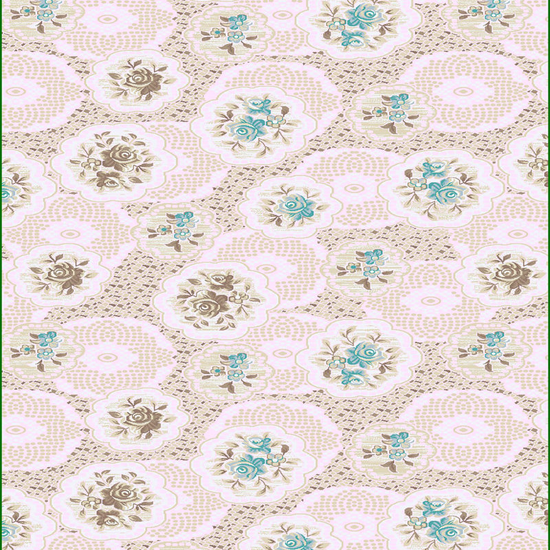 Tapis floral en polyester vert / brun / rose Louella, Rectangle 2 pi 7 po x 3 pi 11 po