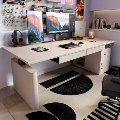 Bureau d'ordinateur 55,14 po de couleur kaki réglable électriquement