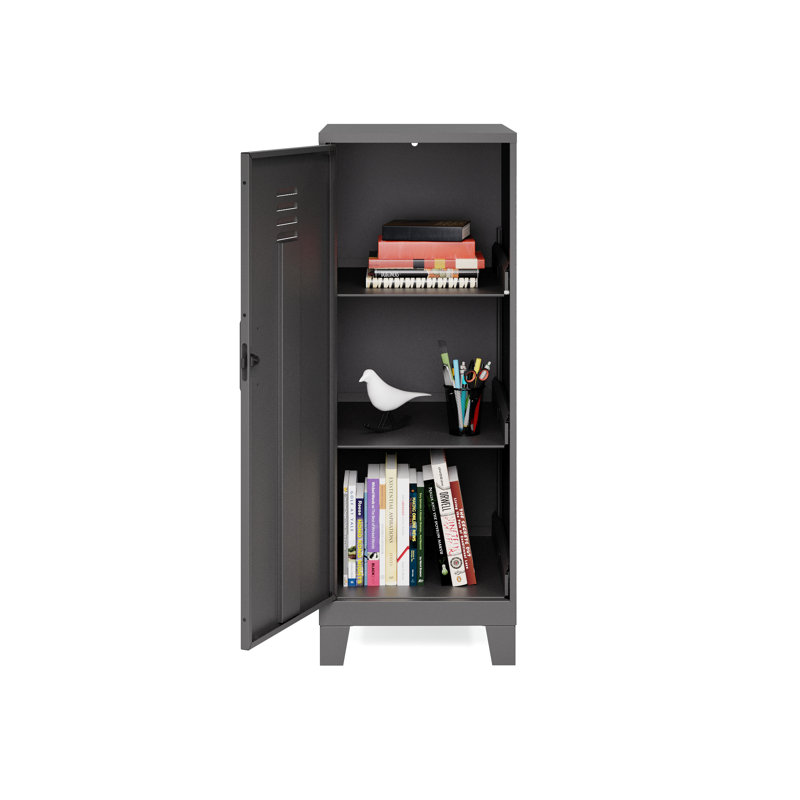 Black 42.5" High Metal Storage Locker Cabinet with 3 Shelves