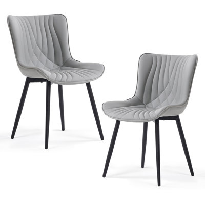 Jimma Faux Leather Upholstered Wingback Dining Chair with Iron Legs