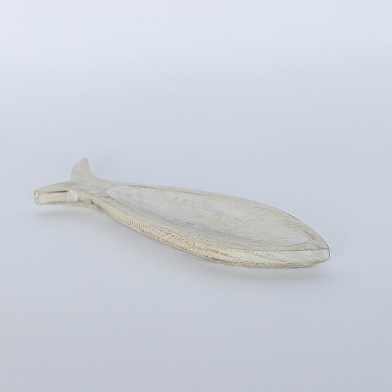 Washed White Wooden Fish Shaped Tray