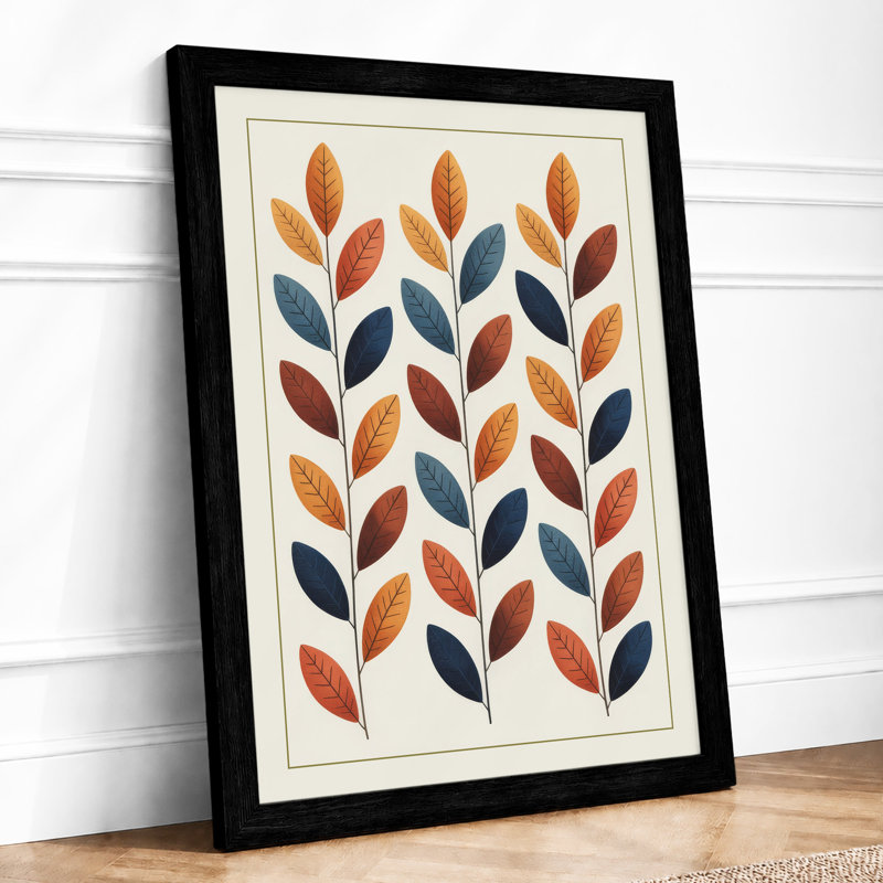 Paired Leaf Stems Botanical - Print, Black, A4 - 29.7 x 21.0 cm