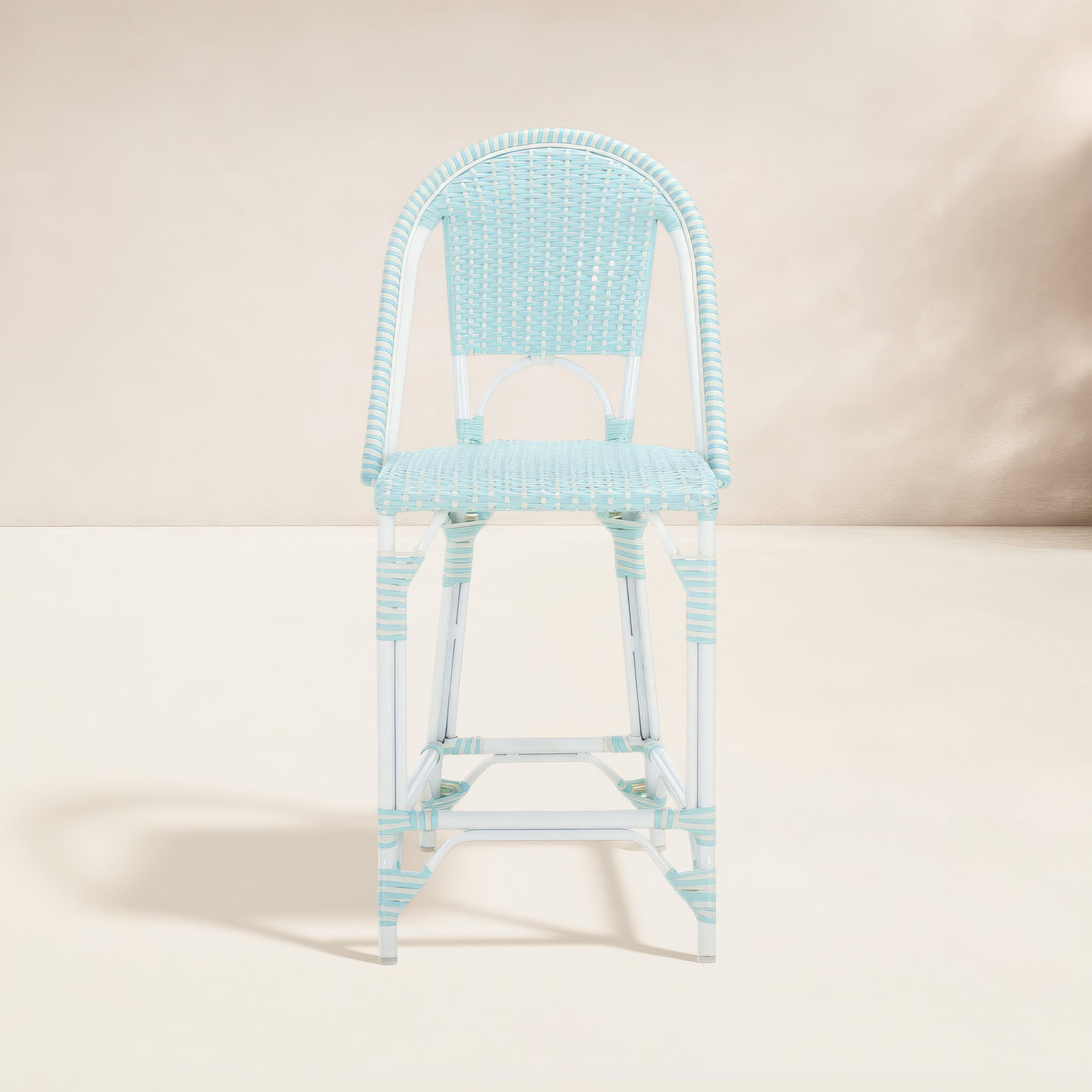 Kesa California 25" Patio Counter Stool, Baby Blue / White / White