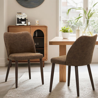 Upholstered Solid Wood Small Dining Chairs - Ergonomic Curve & Plush Padding for Multiple Spaces