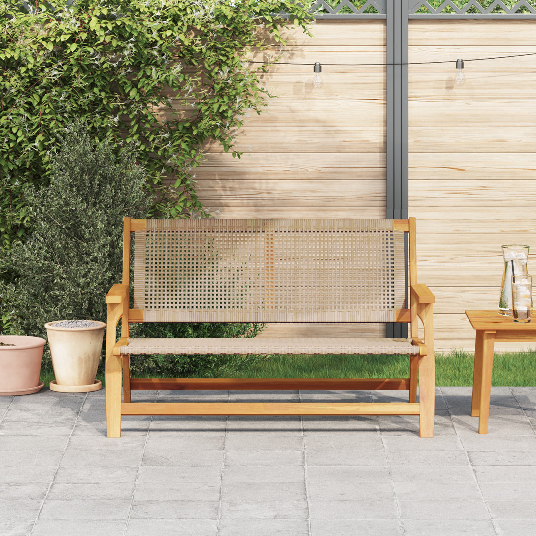 Wood And Wicker Double Durable Outdoor Bench