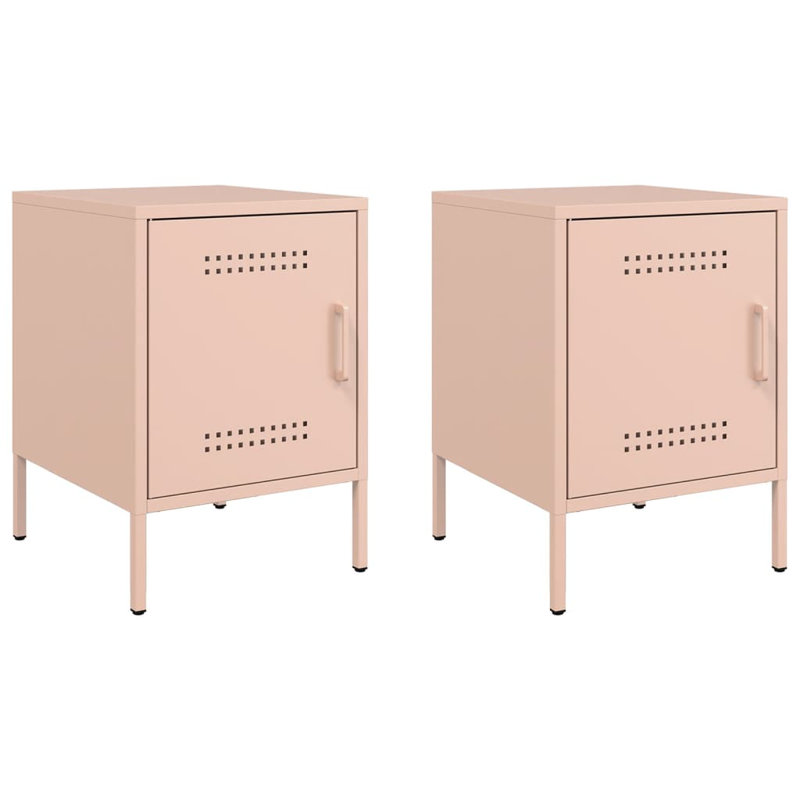 Prinsh 36cm W Steel Bedside Table, Pink