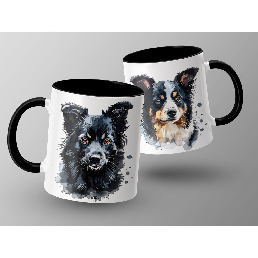 Watercolor Border Collie Design 11oz Coffee Mug