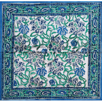 Floral Block Print Paisley Cotton Tablecloth Collection