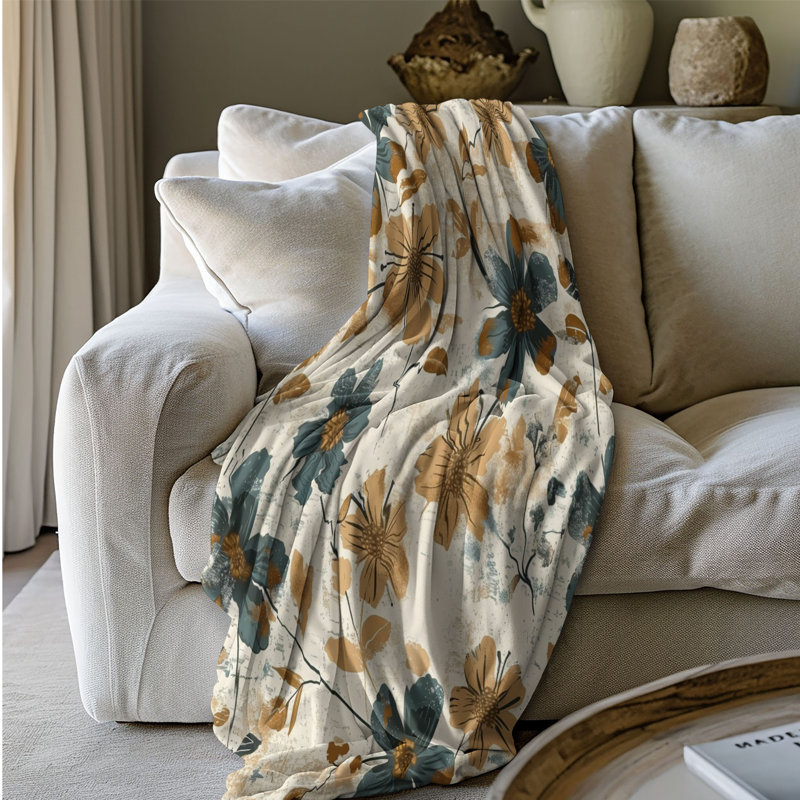 Rustic Floral Texture - Couverture sherpa de qualité supérieure 1 pièce, Grand lit