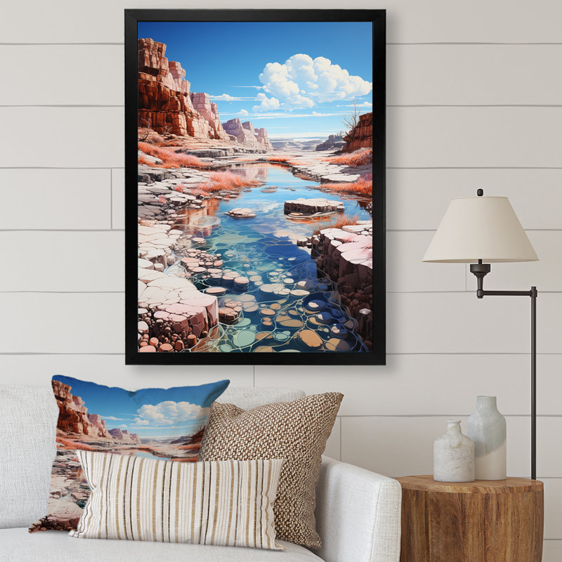 Paysage de Kawaii très sur toile, Cadre simple noir, H 32 po x l 24 po x P 1 po