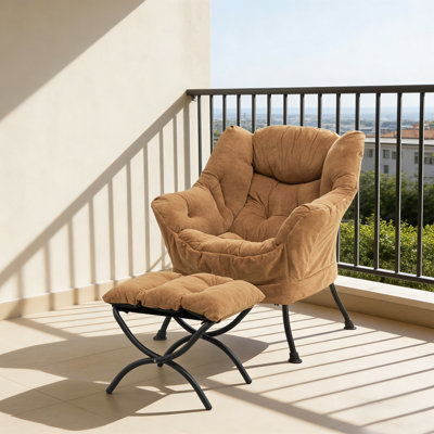 Fauteuil rembourré rembourré avec repose-pieds, canapé-lit confortable moderne avec accoudoirs et poche latérale