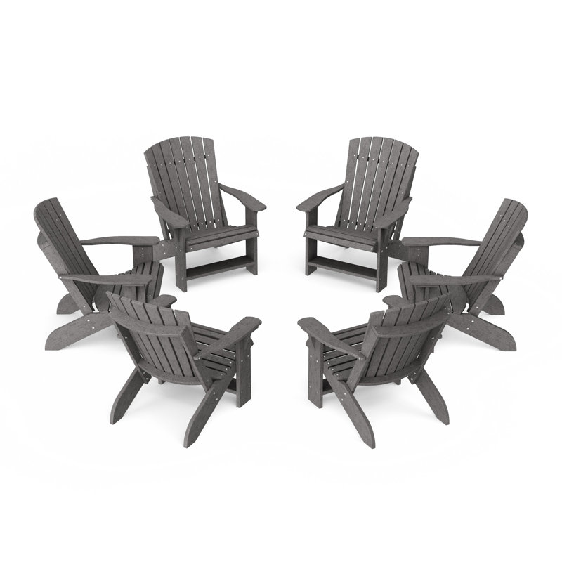 Heritage Adirondack Chairs Set Of 6, Dark Gray