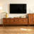 Retro Carved Rectangular Solid Wood TV Stand-821240849