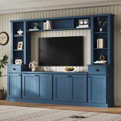 Minimalist Entertainment Wall Unit Set with Bridge