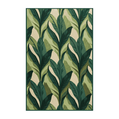 Washable Ti Leaves Hawaiian Area Rug