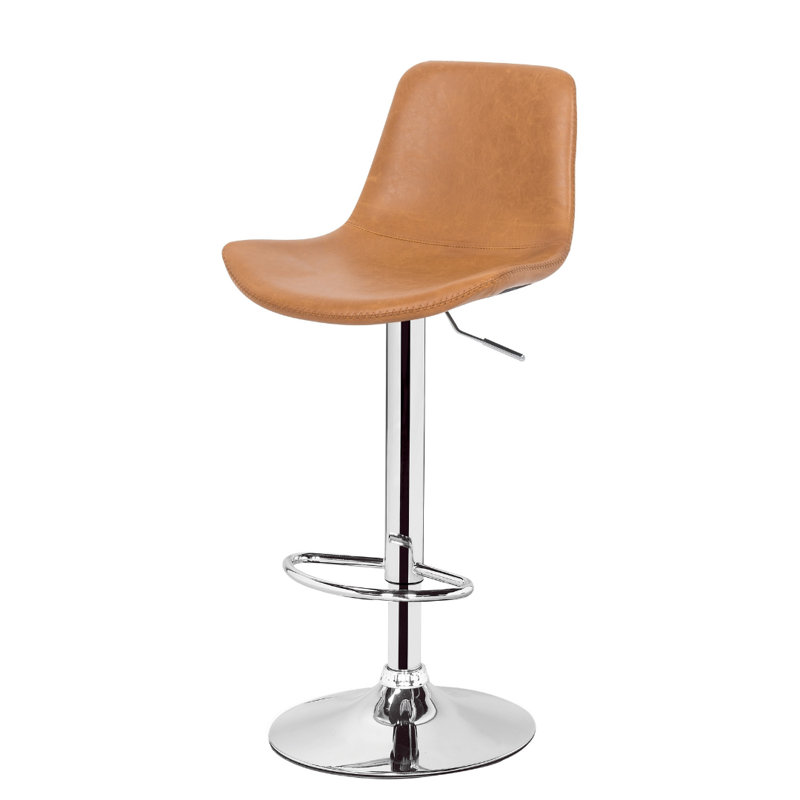 Kareema Swivel Upholstered Adjustable Height Counter Stool with Metal Frame, Tan, 1