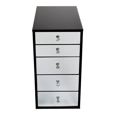 SlayStation 5-Drawers Vanity Storage with Crystal Lux Drawer Knobs, 2 Medium and 3 Large Drawers