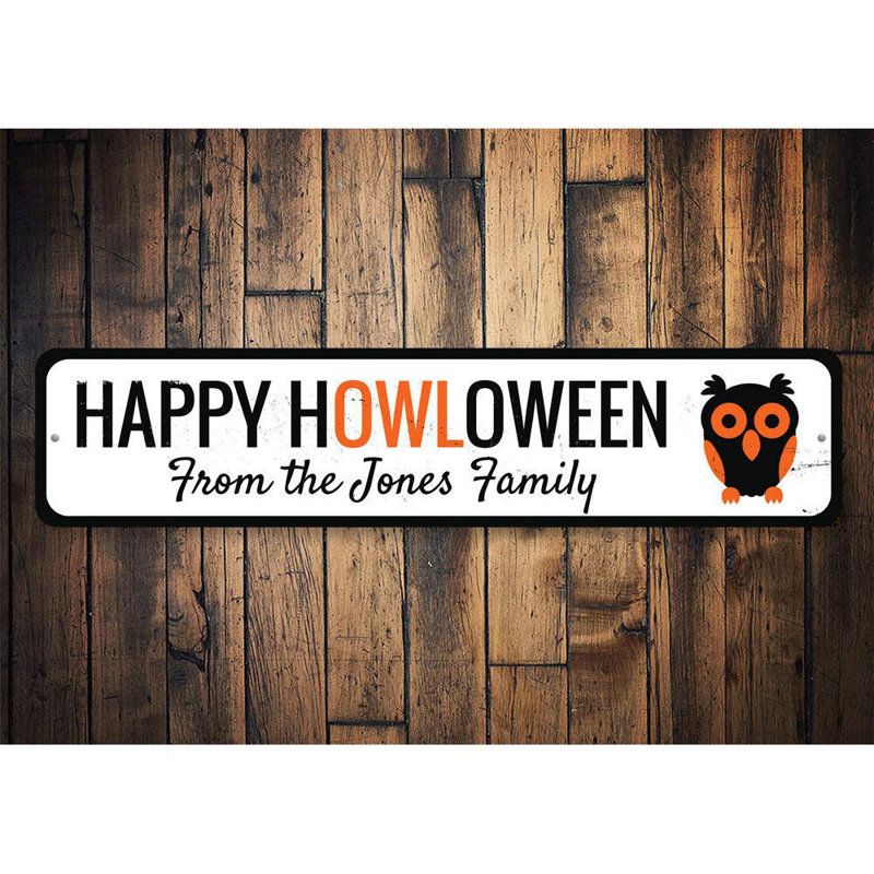 Plaque en aluminium Happy Howloween, H 4 po x l 18 po x P 0,04 po