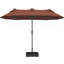 Parasol spacieux pour l'extérieur, parasol de patio double face, avec lumières et base solaires, parasol de table de salle à manger à bouton-poussoir inclinable-126454280