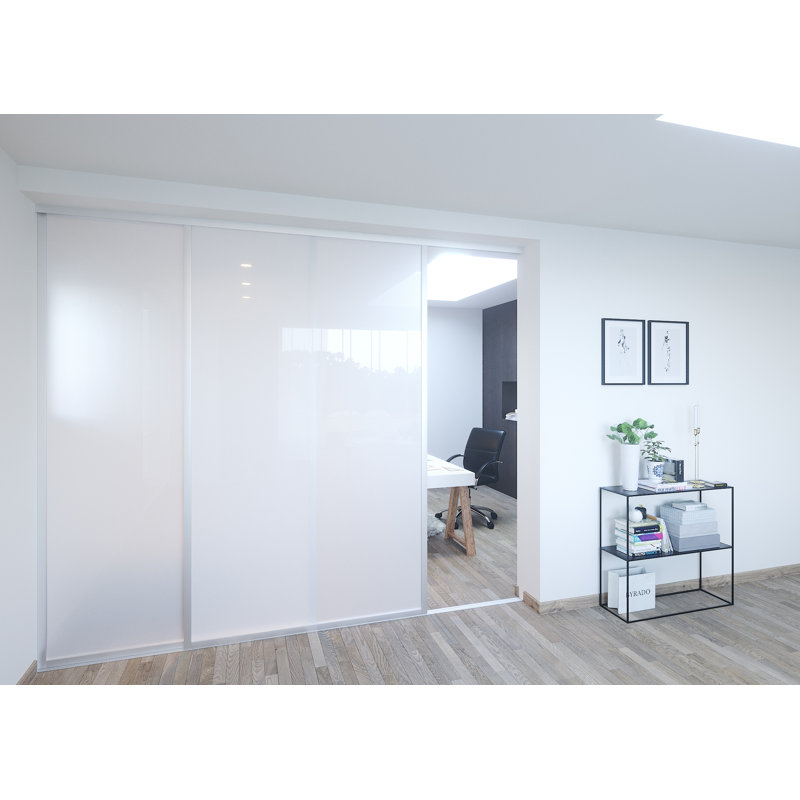 Cloison 2 panneaux coulissants en verre givré - structure en aluminium avec technologie Silent Glide, l 60 po x H 80 po
