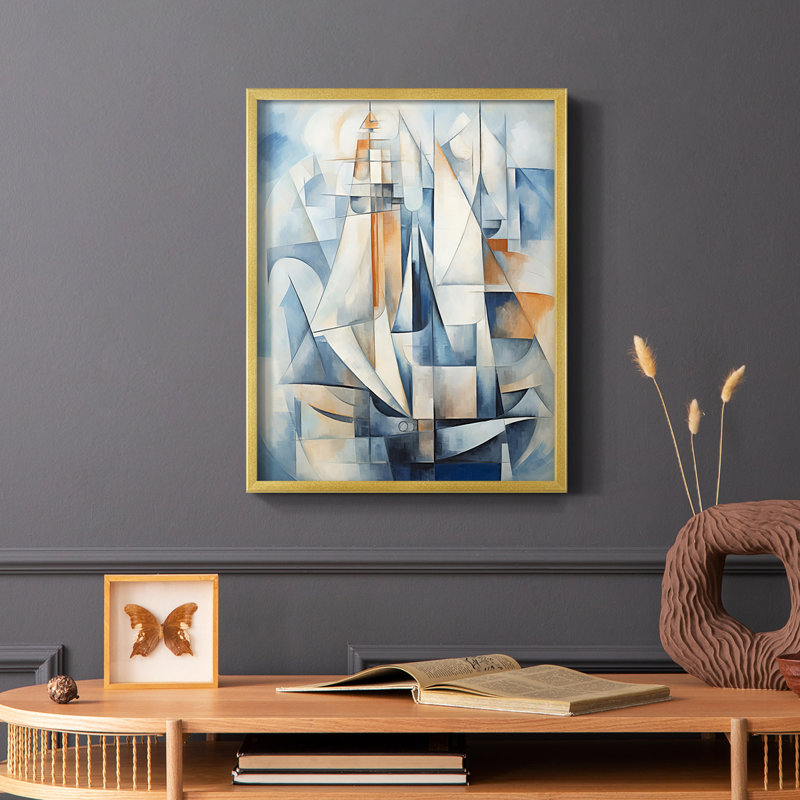 NAUTICAL Series CDXI - reproduction encadrée de qualité supérieure - prête à être accrochée - aucun clou requis, Doré