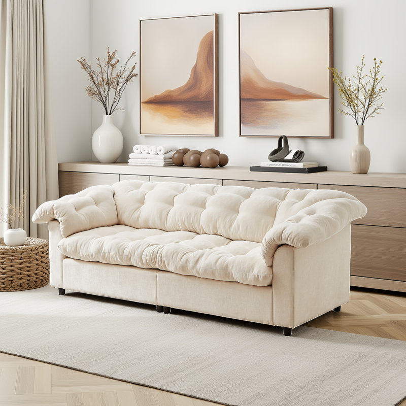 Canapé moelleux en chenille moderne, Beige