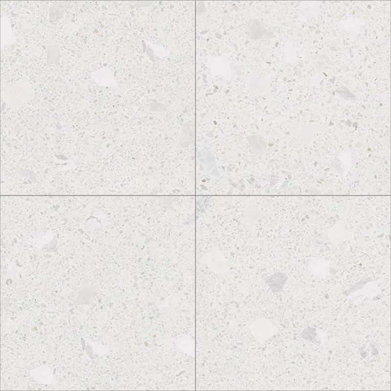 Carreau de porcelaine pour plancher et mur 24 po x 24 po Terrazzo, Nacar blanc