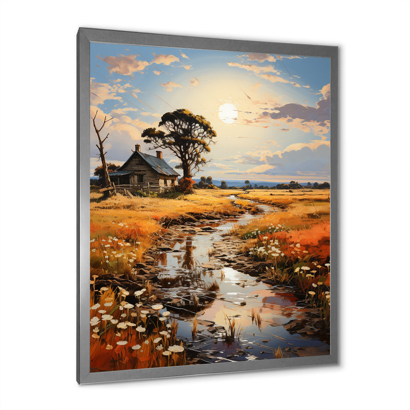 «Countryside Farm Bliss I» sur toile, Cadre simple argenté, H 32 po x l 16 po x P 1 po