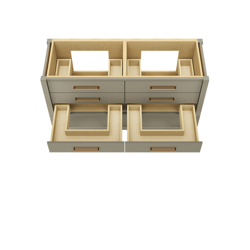 Meuble-lavabo double tiroir Kiawah, Olive française, 60", Or satiné