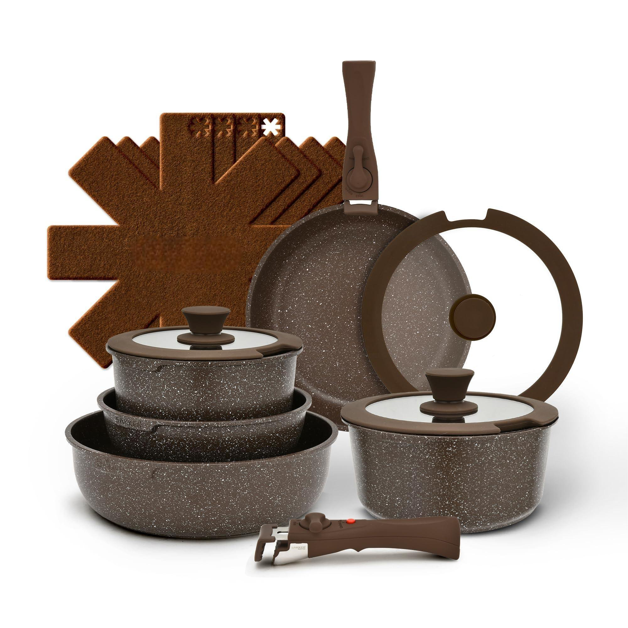 ColorLife Kitchen Cookware Set - Nonstick Granite Coating, Pots And ...