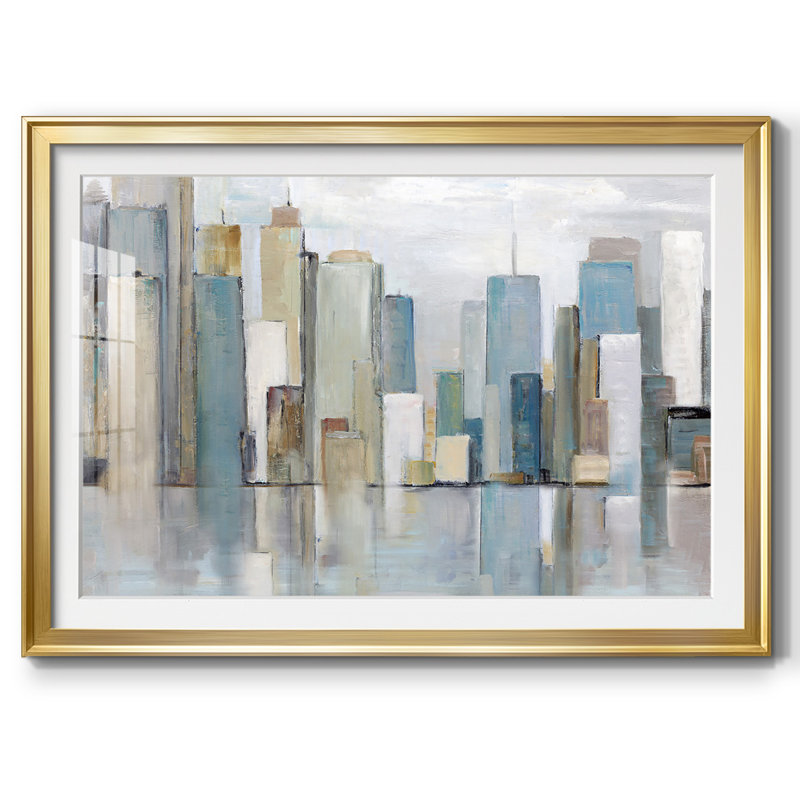 City Reflections, reproduction d'art encadrée, Or, H 19 po x l 27 po x P 1,5 po