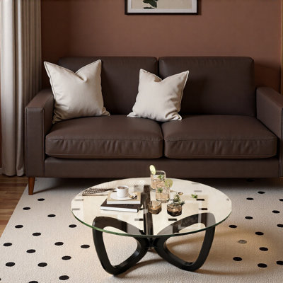 Nordic Retro Round Glass Coffee Table by Orren Ellis