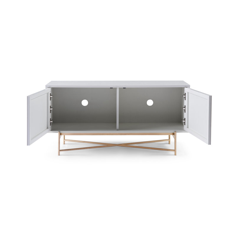 Aldino Unfinished TV Stand for TVs up to 50", White/Bronze