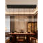 Modern 6-Light Rectangular LED Chandelier With Remote Control, Dimmable Lighting For Living Room Dining Room Entryway High Ceilings