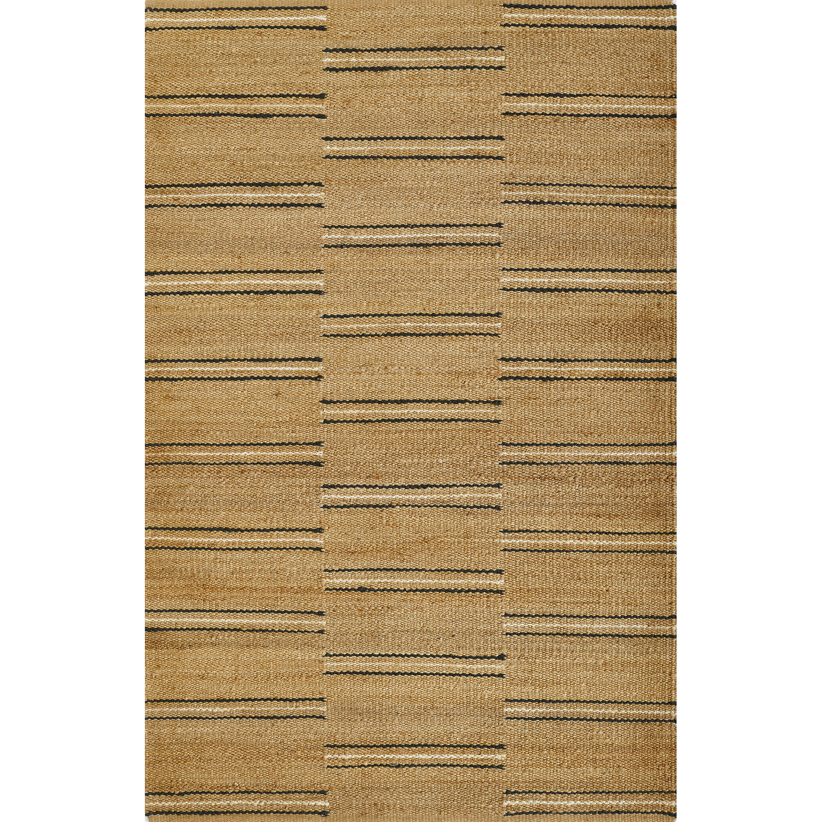 Natural Hand-Woven Striped Jute Rug, Runner 2'3" x 8'