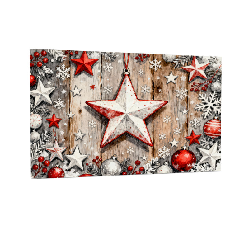 Christmas Christmas Star Wooden Background Pattern, 24" H x 36" W