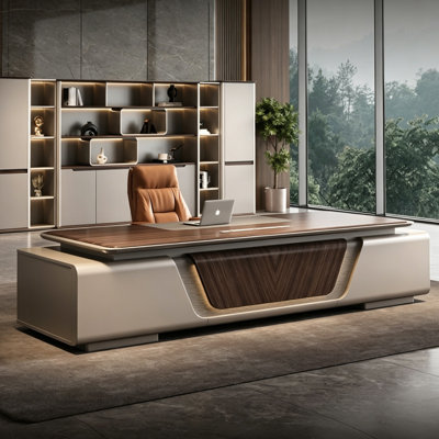 94.49"Luxury and high-end L-shaped executive desk