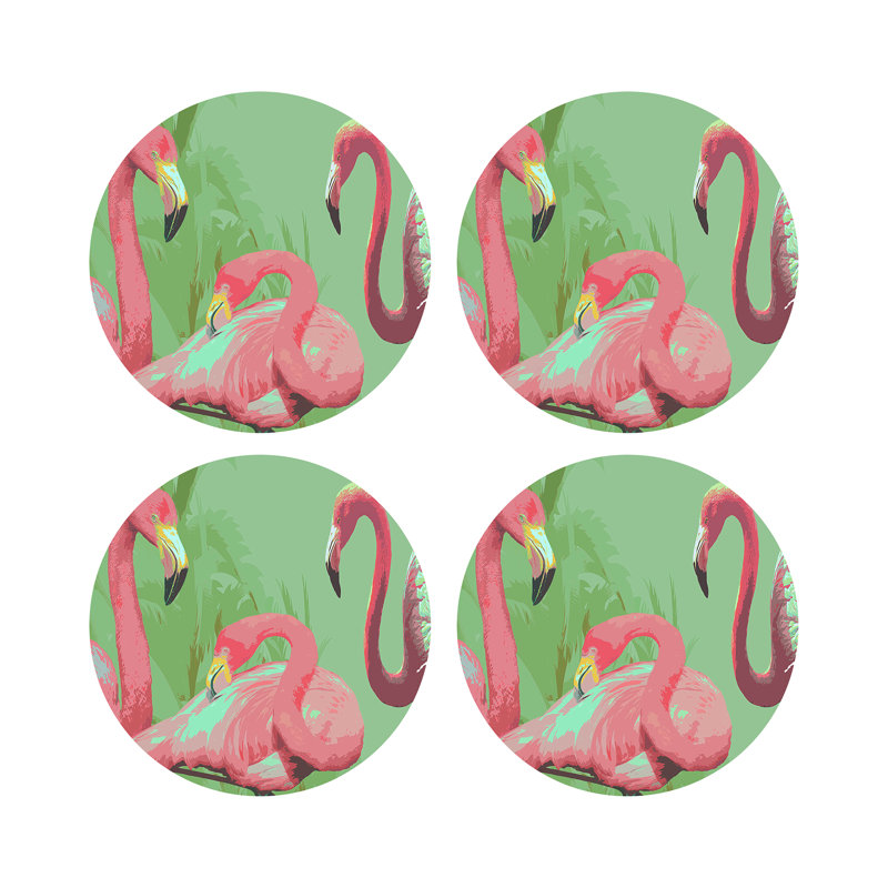 Palm Springs Pebble 16" Vinyl Placemat, Flamingo