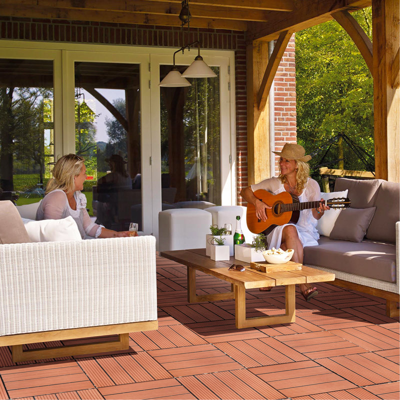 Carreaux de terrasse en plastique emboîtables, Acajou