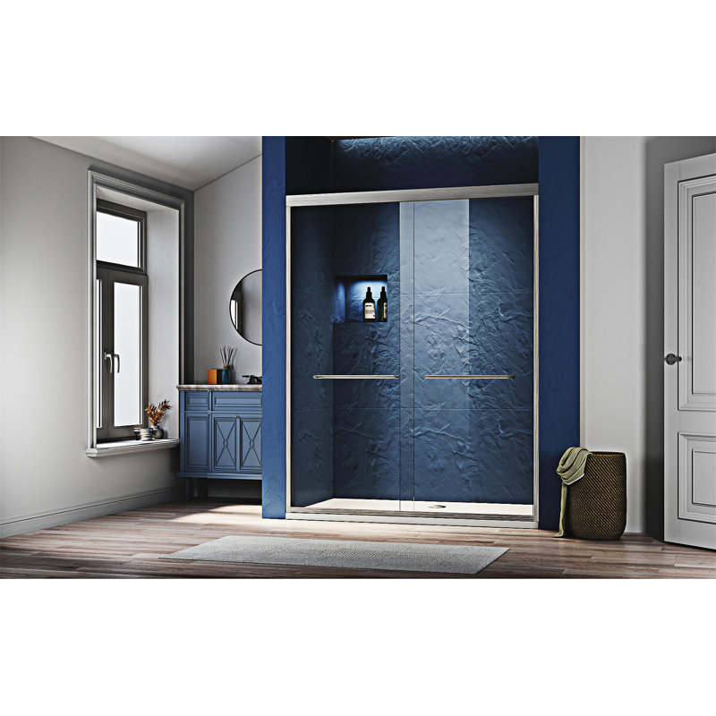 Porte de douche coulissante semi-sans cadre, Nickel brossé