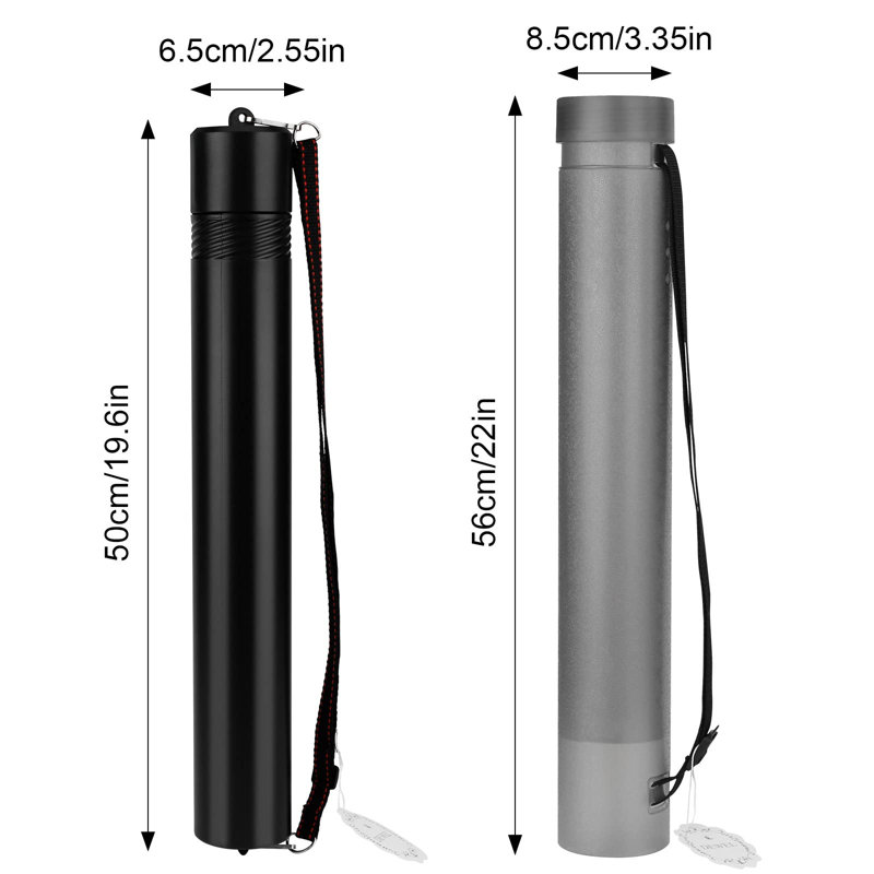 DEWEL 2 PCS Document Tubes, Plastic Poster/Art Storage Tube, Adjustable, Waterproof and Telescoping Carrying Case with Strap for Drawing, Drafting, Map Scroll and Blueprint