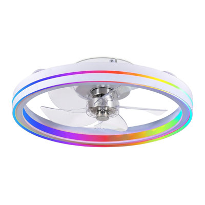 19-inch Smart Led Ceiling Fan With Remote And App Control, Featuring Dimmable White Ambient Lighting; Ideal For Bedrooms, Living Rooms, And Kitchens