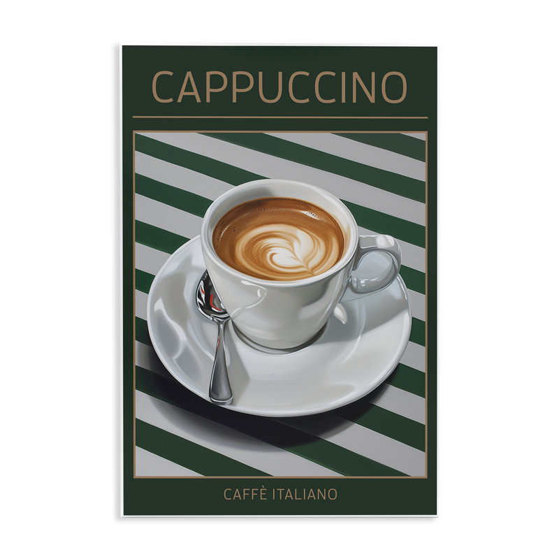 Plaque murale cappuccino café sur rayures, design par Andreas Magnusson, H 19 po x l 13 po