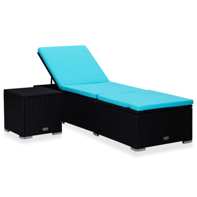 16" Long Single chaise with Cushions and Table by VidaXL